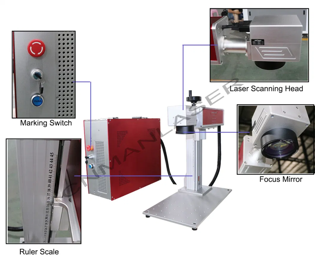 100W 150W Raycus 3D CO2 Fiber Ring Jewellery Fiber Laser Marking/Engraver/Cutter/Marker/Printing/Cutting Machine CE FDA Standard Laser Engraving